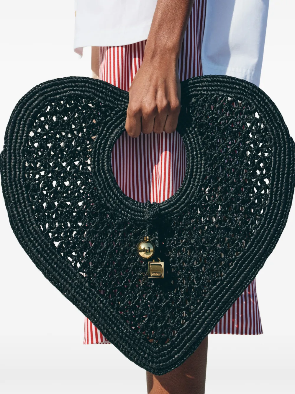 Jacquemus The Spiaggia Coeur Tote Bag in Black, view 2