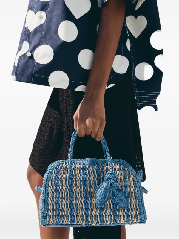 JACQUEMUS かごバッグ 中型 ナチュラル/ネイビー JACQUEMUS かごバッグ 中型 ナチュラル/ネイビー JACQUEMUS かごバッグ