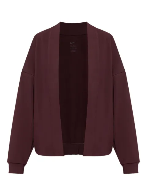 Nike logo collarless cardigan