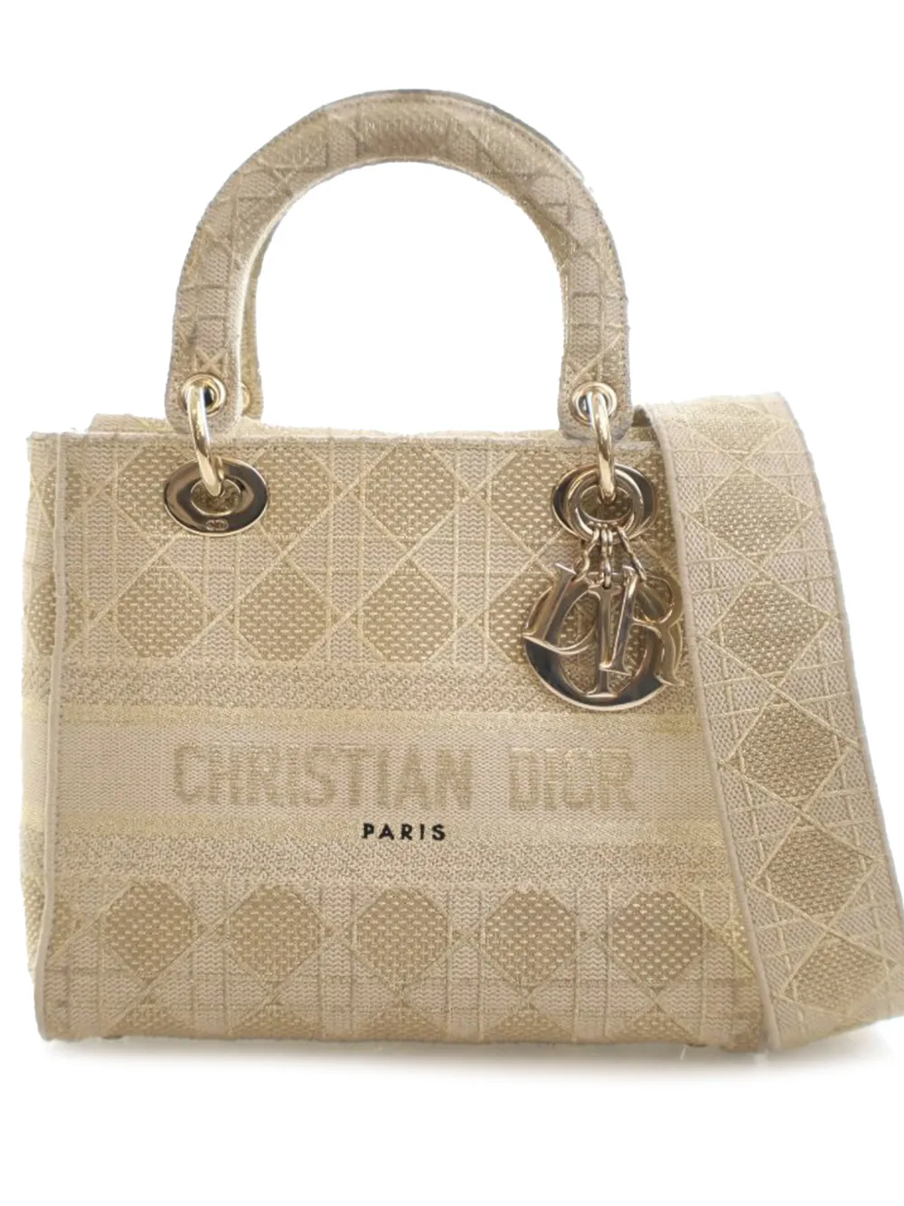 Christian Dior Pre-Owned 2020 Medium Canvas Cannage Lady D Lite satchel - Oro