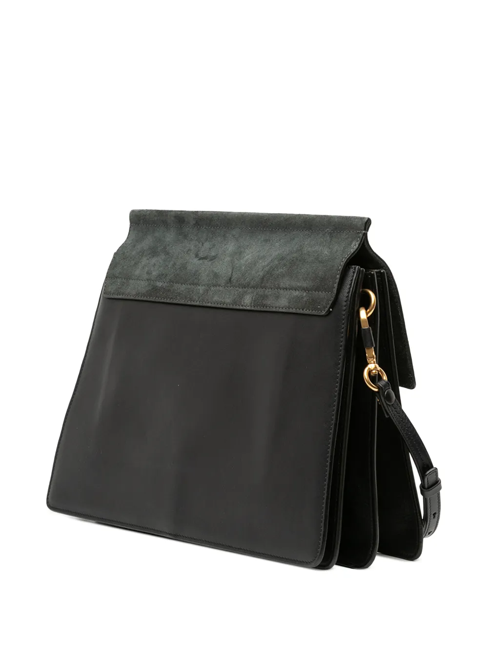 CHLOÉ Pre-owned 2010-2025 Medium Studded Suede And Calfskin Faye Crossbody Bag In Black