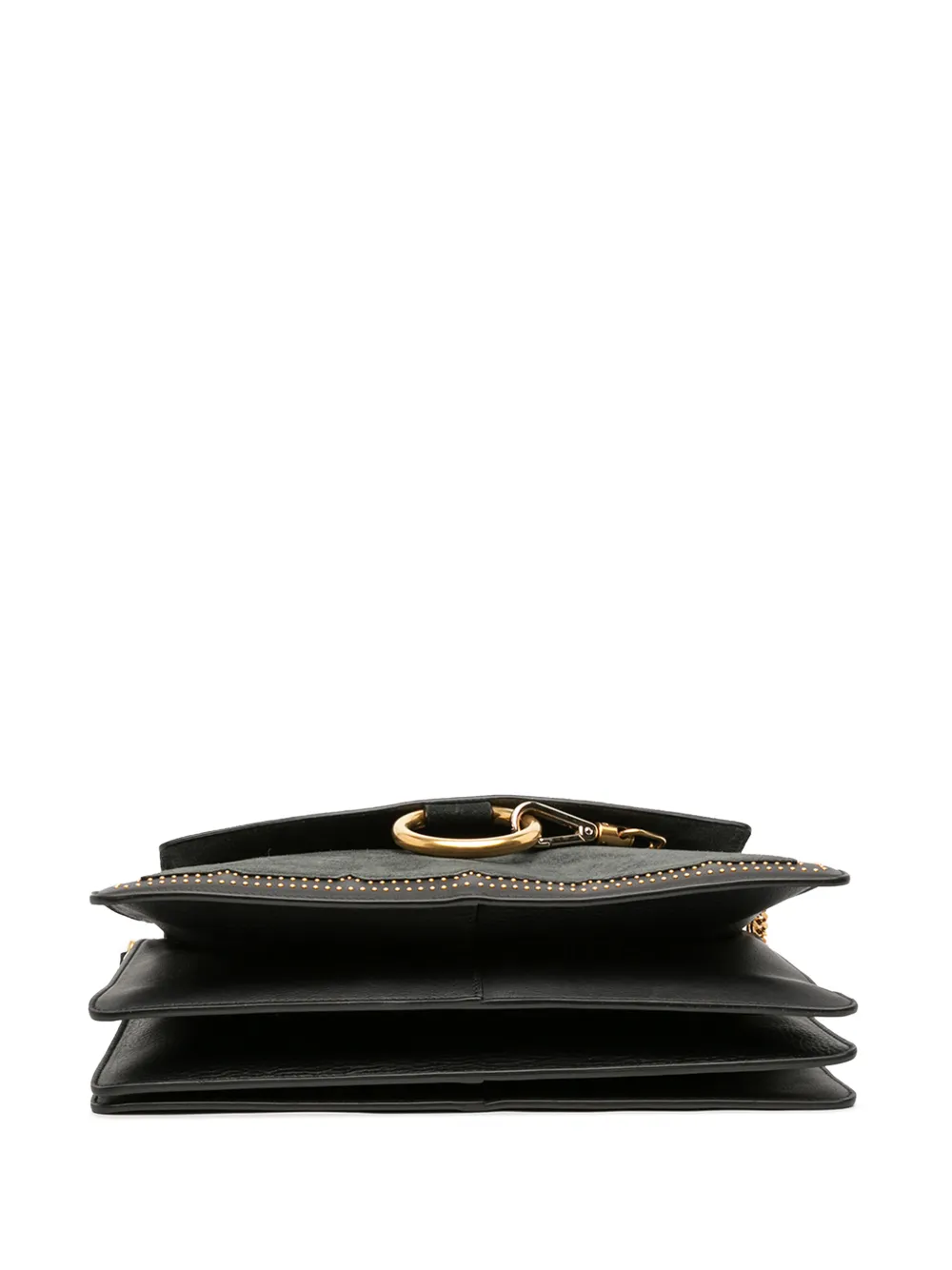 CHLOÉ Pre-owned 2010-2025 Medium Studded Suede And Calfskin Faye Crossbody Bag In Black