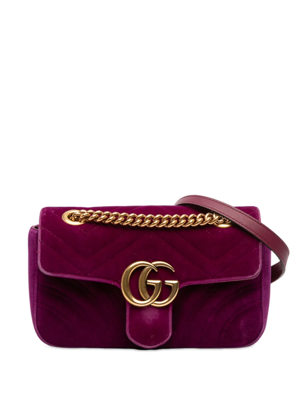 Gucci Pre-Owned 2016-2025 kleine GG Marmont Matelasse Samt-Schultertasche - Violett