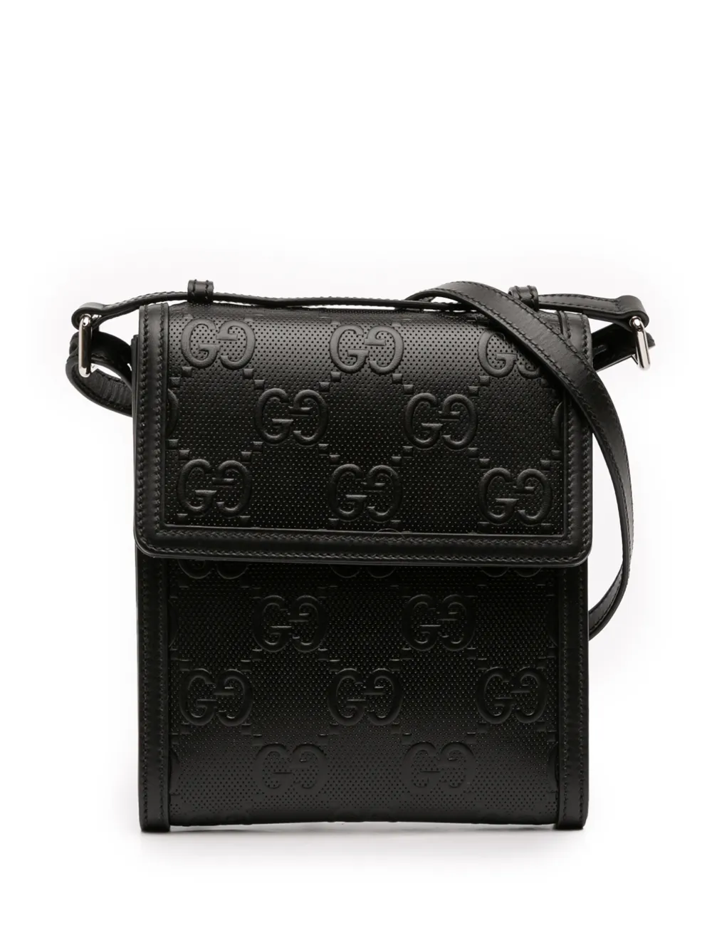 Gucci Pre-Owned 2016-2025 GG Embossed Leather Flap crossbody bag - Nero