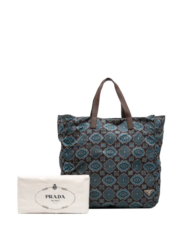 Prada Pre-Owned 2013-2025 Tessuto Stampato Tote Bag | Blue | FARFETCH