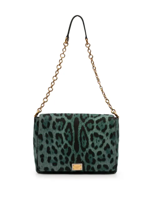 Dolce & Gabbana Pre-Owned 2010-2025 Leopard Printed Denim Flap crossbody bag