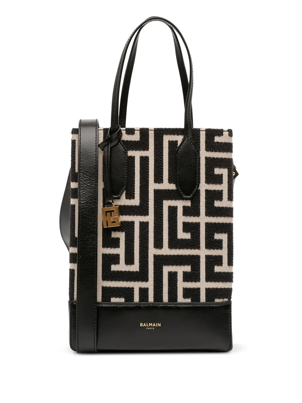 Balmain Pre-Owned 2023-2025 Maxi Monogram Jacquard North South Shopping Tote satchel - Marrone