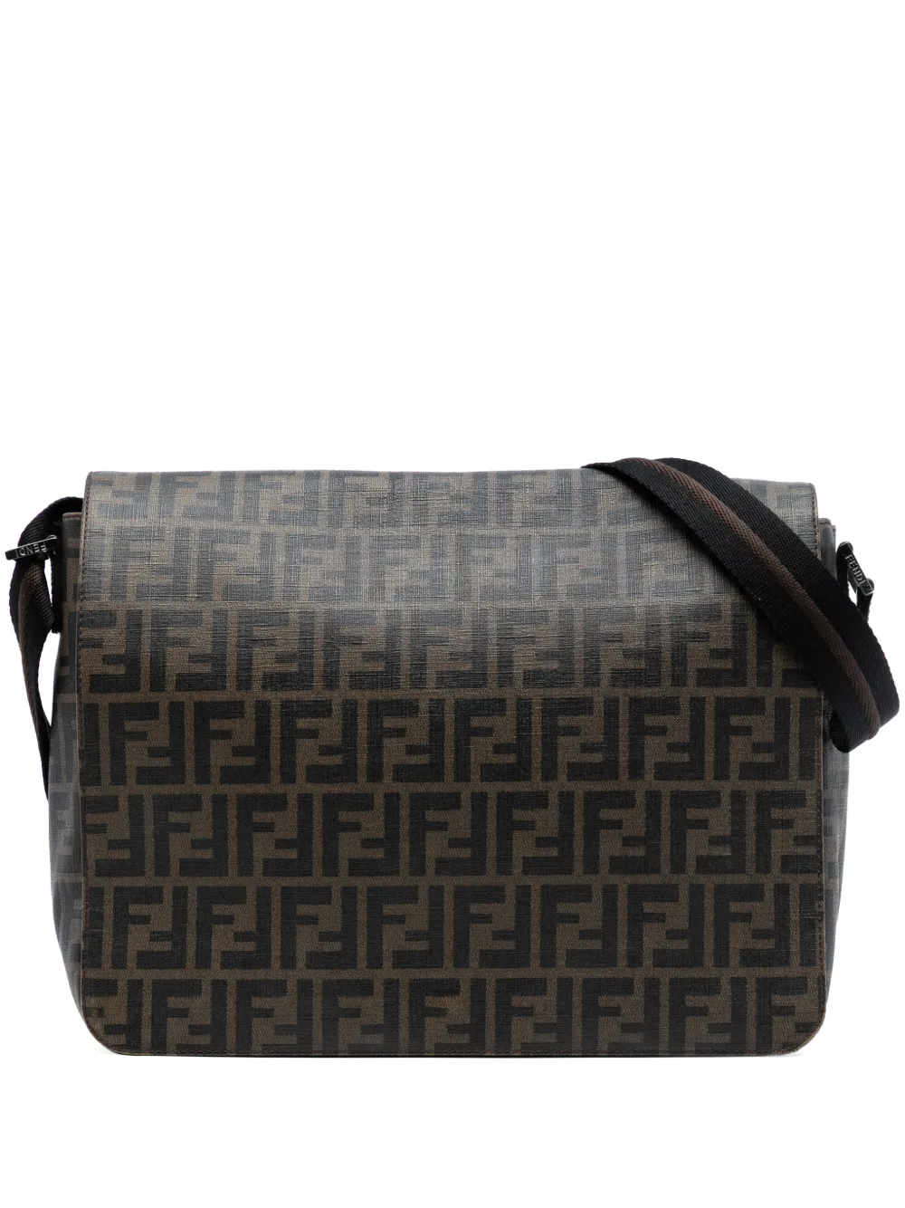 Pre-owned Fendi 2010-2025 Zucca Spalmati Flap Crossbody Bag In Brown