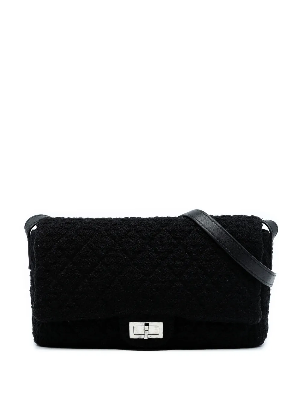 CHANEL Pre-Owned 2009-2010 Jumbo Reissue 2.55 Quilted Tweed Easy Messenger Flap crossbody bag - Nero