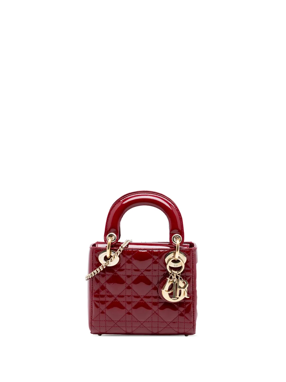 Christian Dior Pre-Owned 2016 Mini Patent Cannage Lady Dior satchel | Red | Image 1