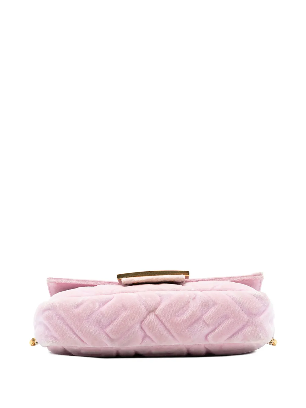Pre-owned Fendi 2010-2025 Mini Zucca Embossed Velvet Baguette Satchel In Pink