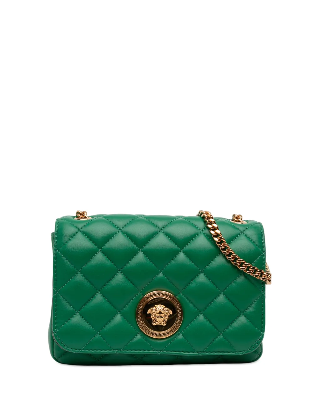 Versace Pre-Owned 2010-2025 Small Quilted Nappa Medusa Chain crossbody bag - Green