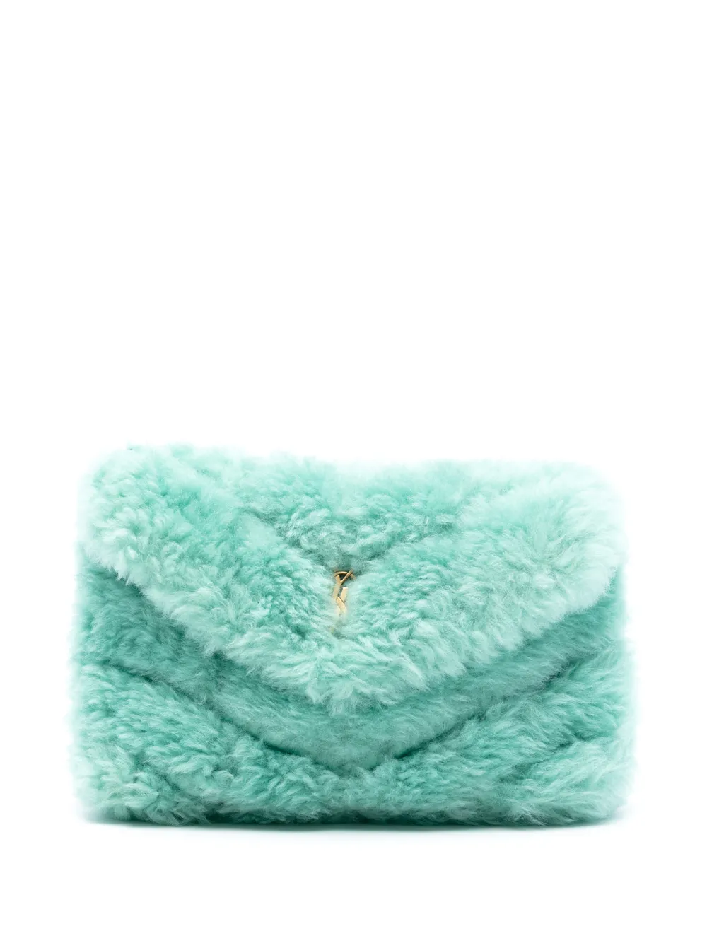 Saint Laurent Pre-Owned 2021 Shearling Loulou Puffer clutch bag | Green | Image 1