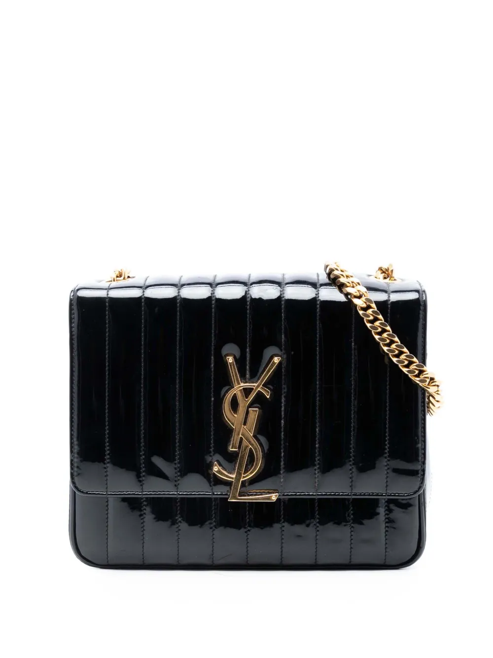 Saint Laurent Pre-Owned 2018 Large Patent Vicky crossbody bag - Nero