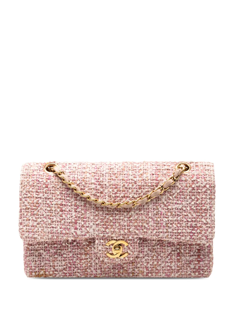 CHANEL Pre-Owned Borsa a spalla Double Flap media in tweed 2003-2004 - Rosa