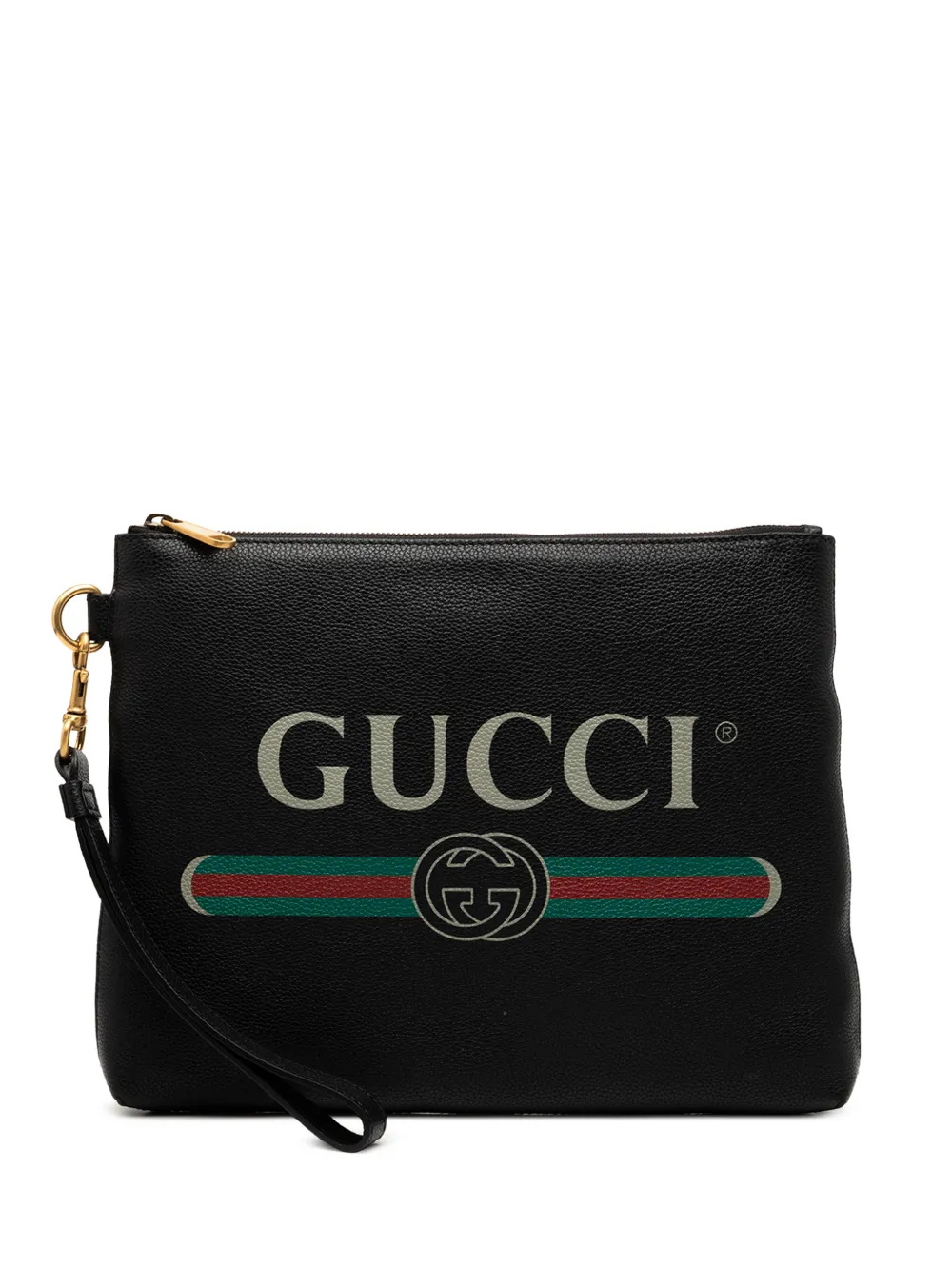 Gucci Pre-Owned 2000-2015 Leather Logo clutch bag - Nero