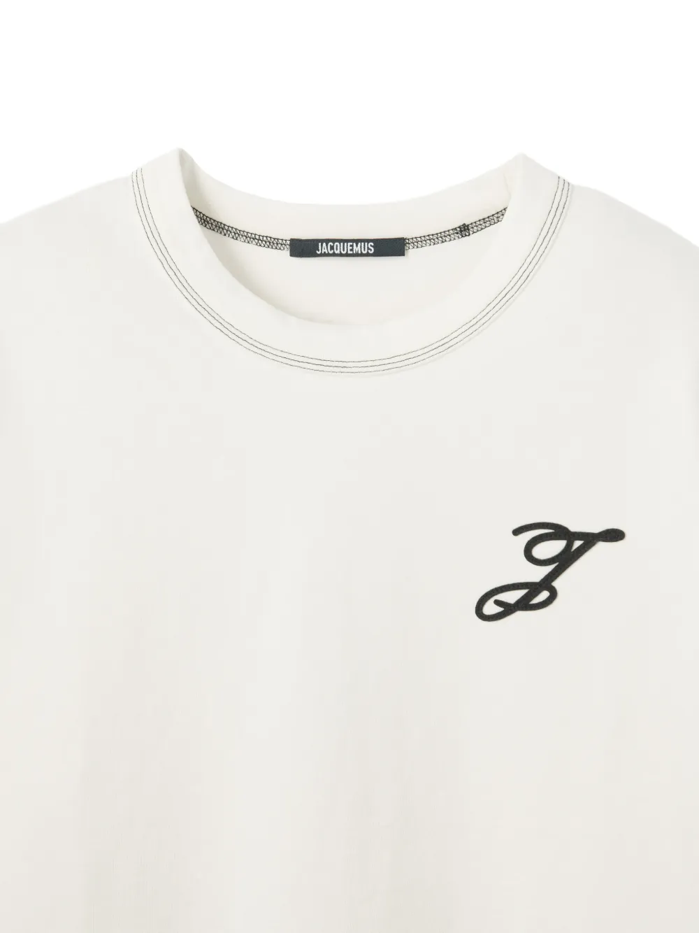 Jacquemus Logo Embroidered Detail T-shirt | White | FARFETCH