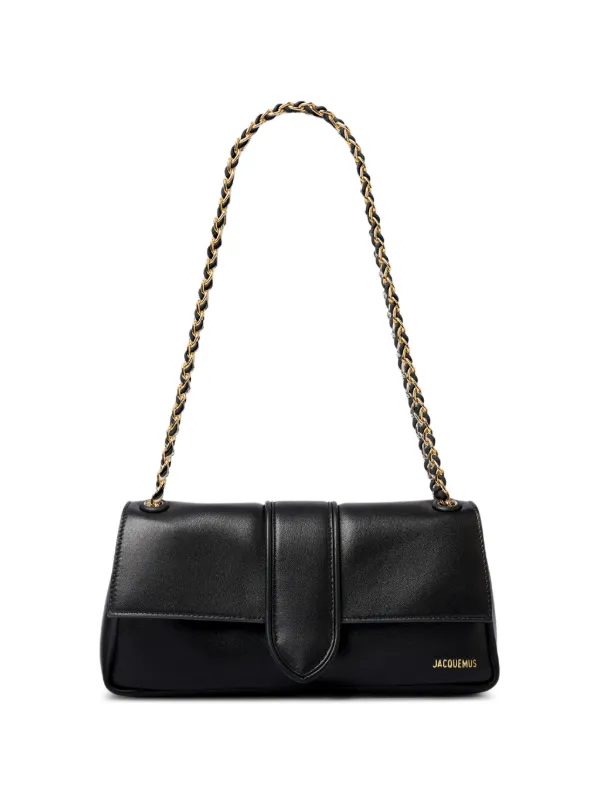 Jacquemus The Bambino Chaîne Leather Shoulder Bag in Black