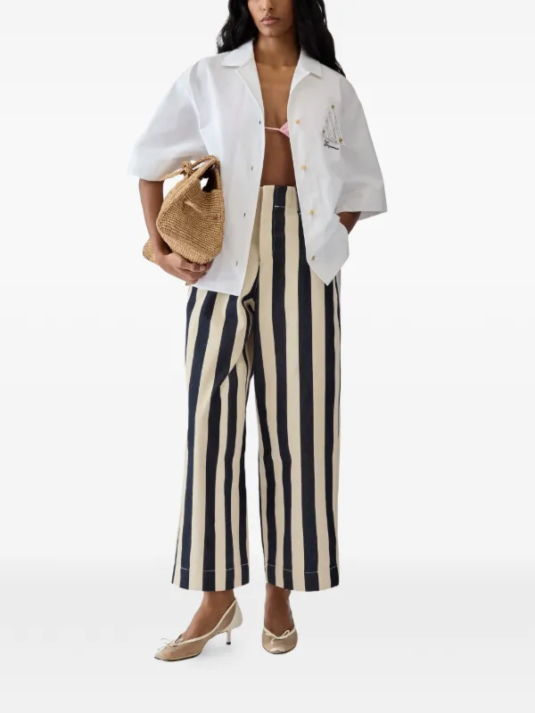 Jacquemus The Parasol de-Nîmes Cropped Striped Jeans | Blue | FARFETCH