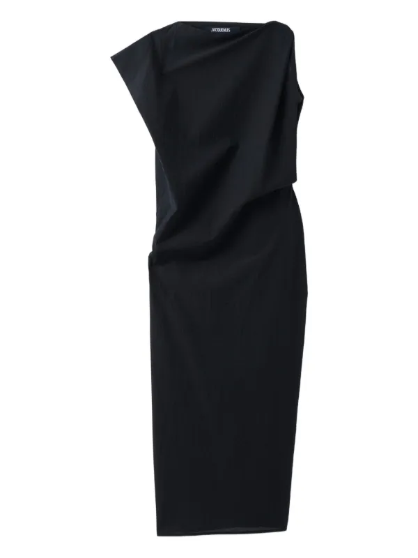 jacquemus draped midi dress JACQUEMUS - The Drapeado Dress - Black