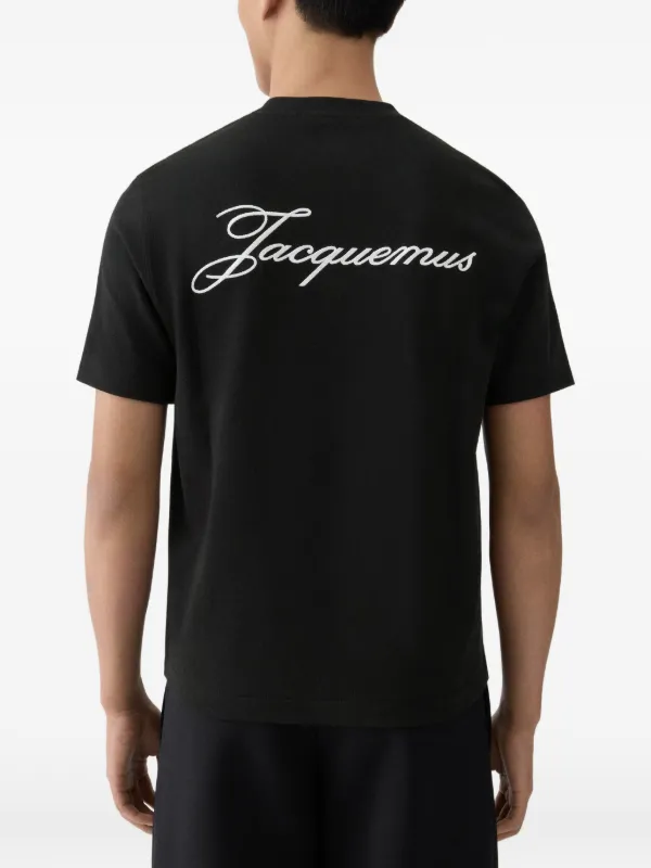 JACQUEMUS Ciu Ciu バッグロゴTシャツ M ジャックムス Jacquemus logo-patch Cotton T-shirt | Black | FARFETCH