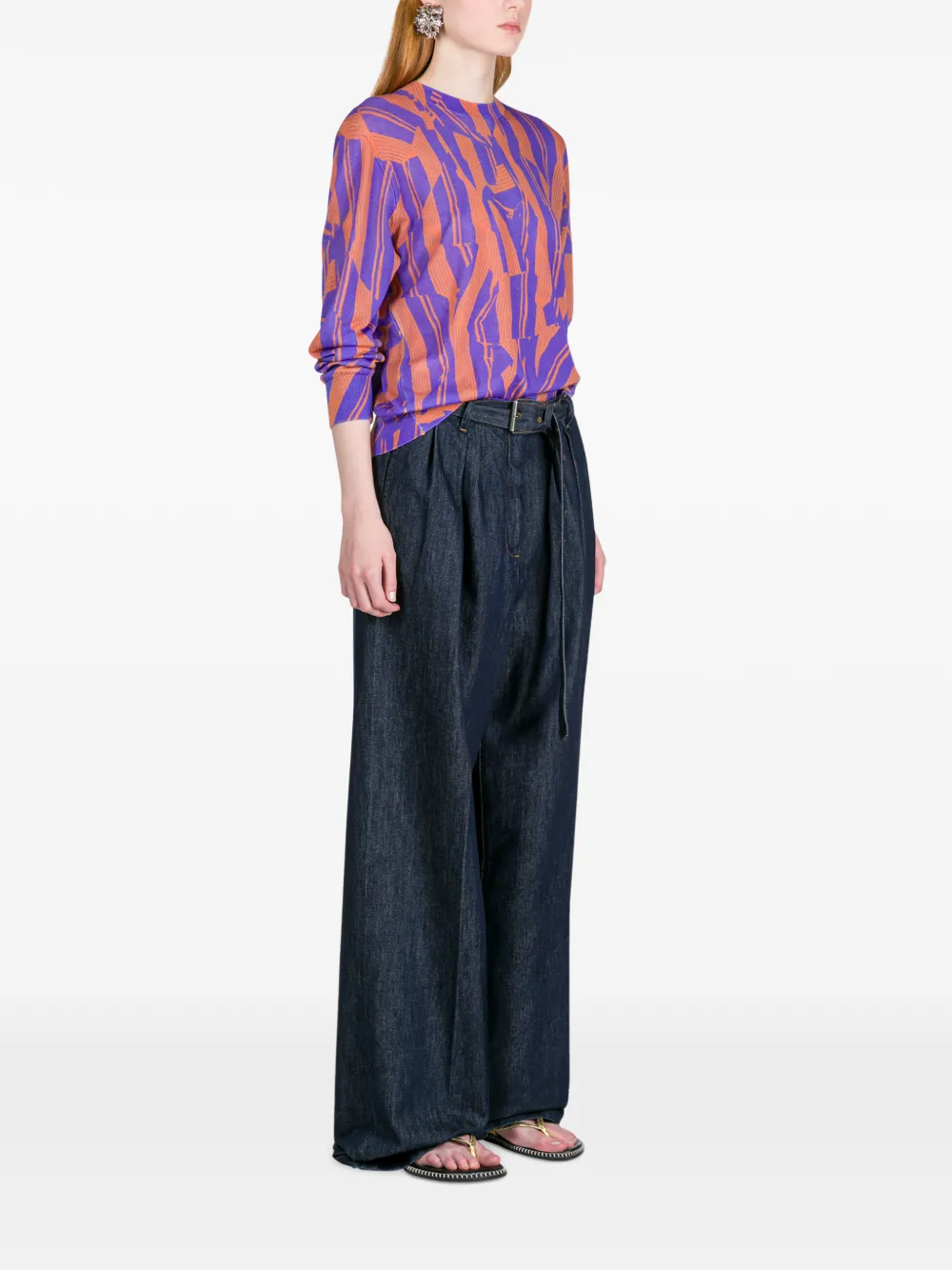  Dries Van Noten Printed Cotton Sweater - Purple 