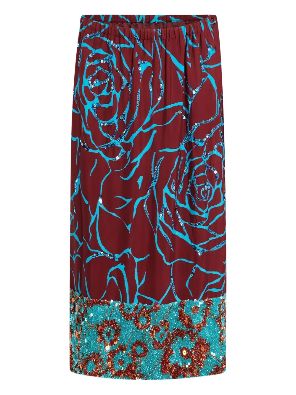 DRIES VAN NOTEN Bestickter Rock mit Pailetten - Rot