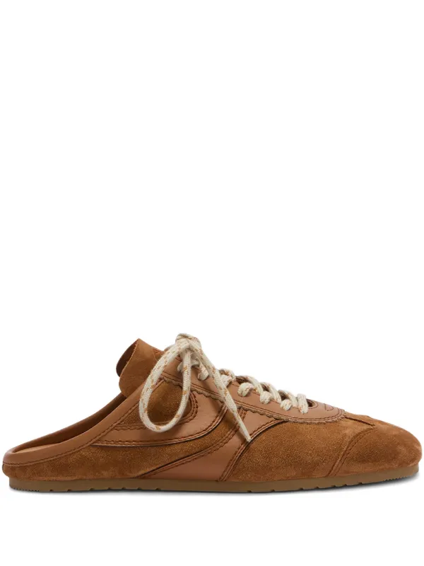 Dries Van Noten Suede Sneaker Mules in Brown