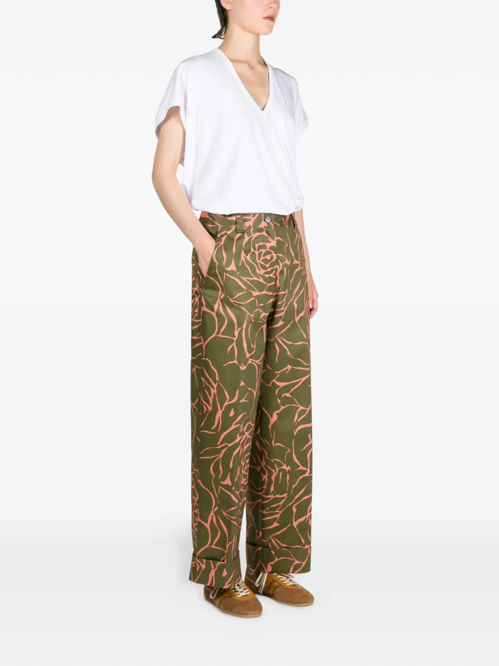DRIES VAN NOTEN Broek met bloemenprint Groen