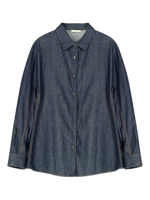 Dries Van Noten Denim Cocoon Shirt in Blue