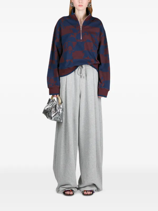 DRIES VAN NOTEN Printed Zipped Sweatshirt | Blue | FARFETCH RO