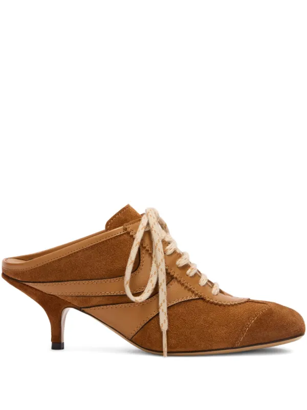 Dries Van Noten Heeled Suede Mules in Brown