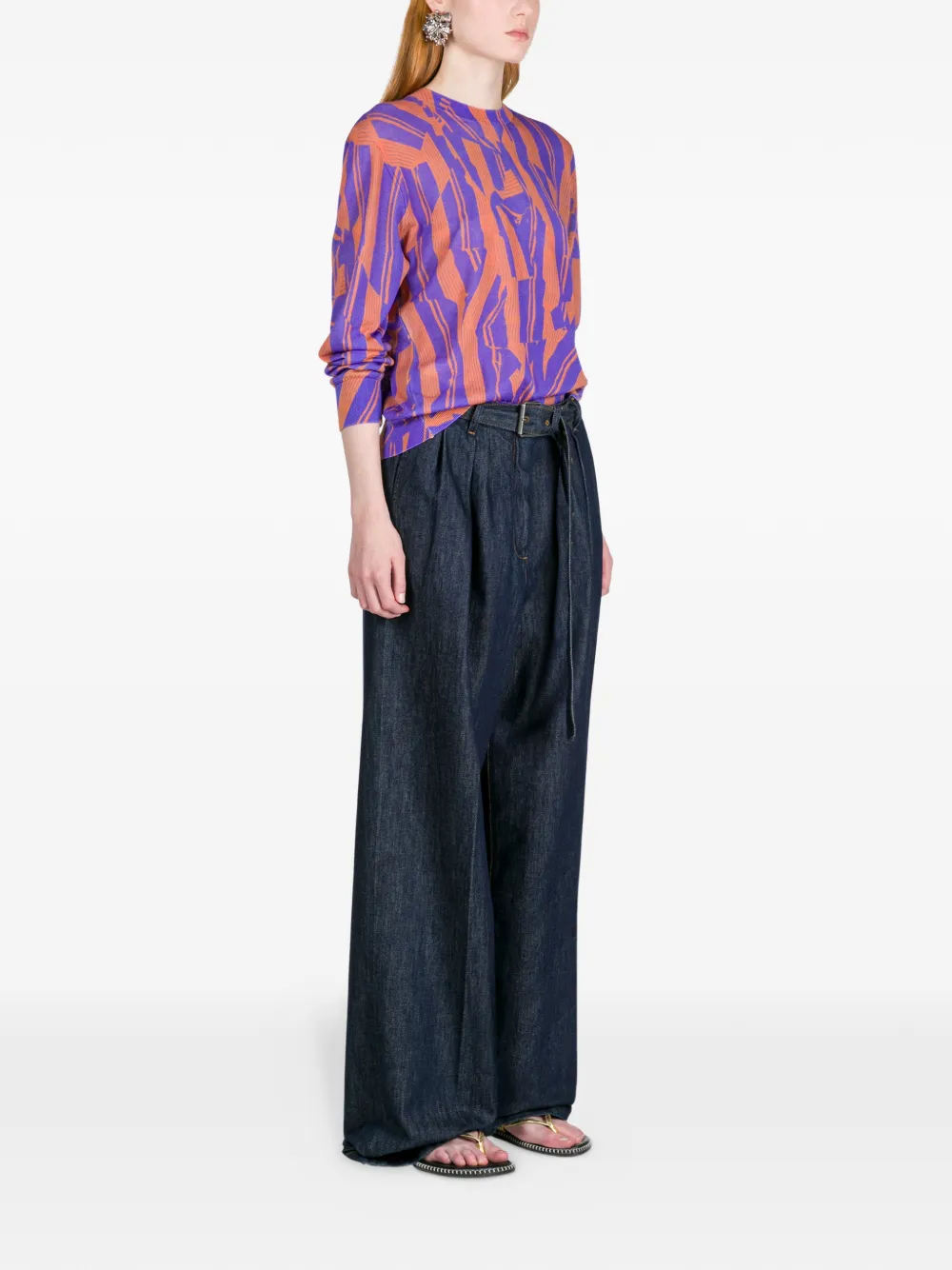  Dries Van Noten Belted Denim Jeans - Blue 