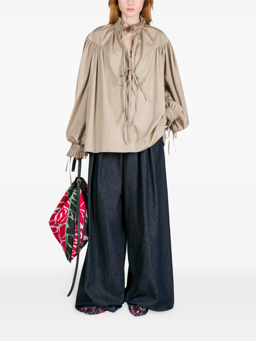 DRIES VAN NOTEN Shirt met ruches - Beige