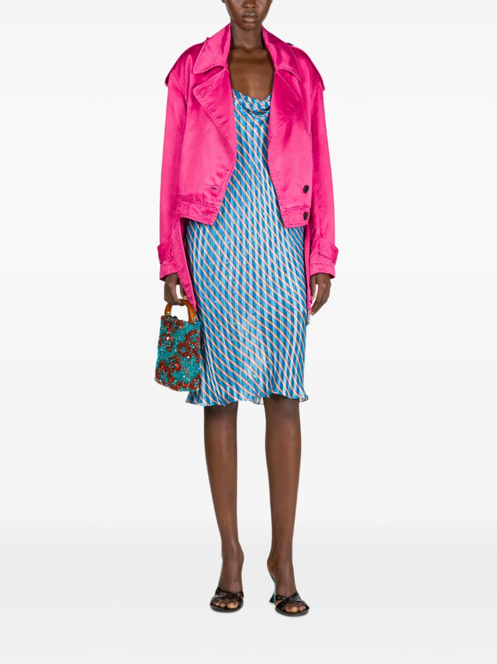  Dries Van Noten Overdyed Biker Jacket - Pink 