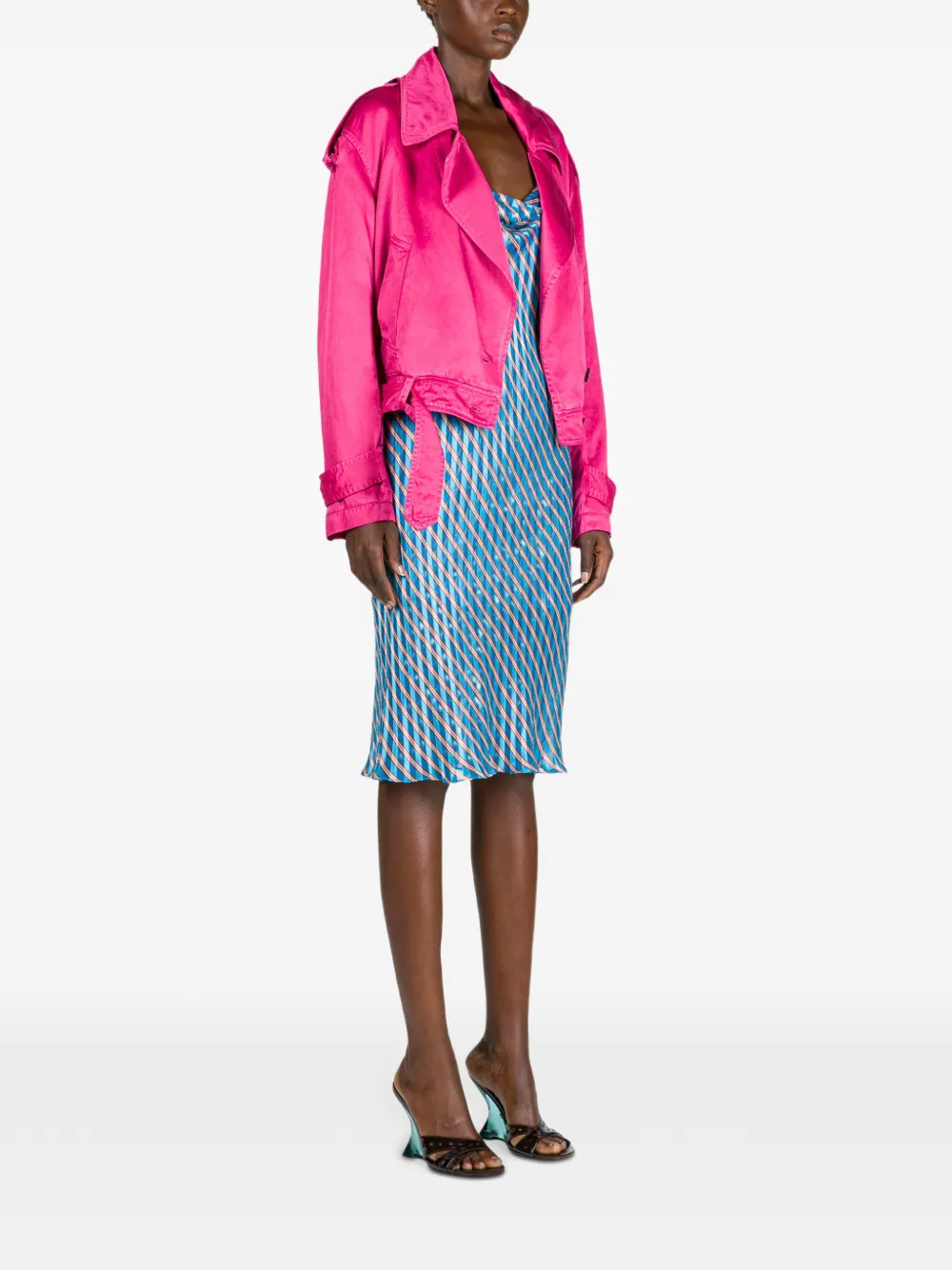  Dries Van Noten Overdyed Biker Jacket - Pink 