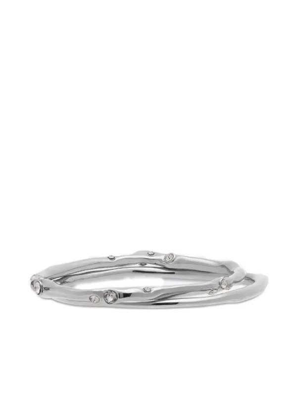 Dries Van Noten Crystal-embellished Cuff Bracelet Set in Silver