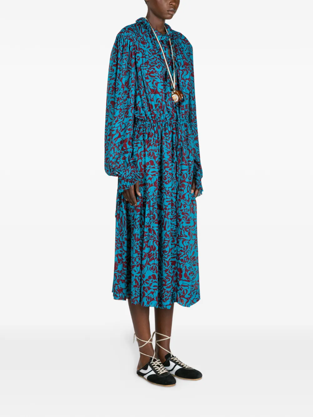  Dries Van Noten Printed Midi Dress - Blue 