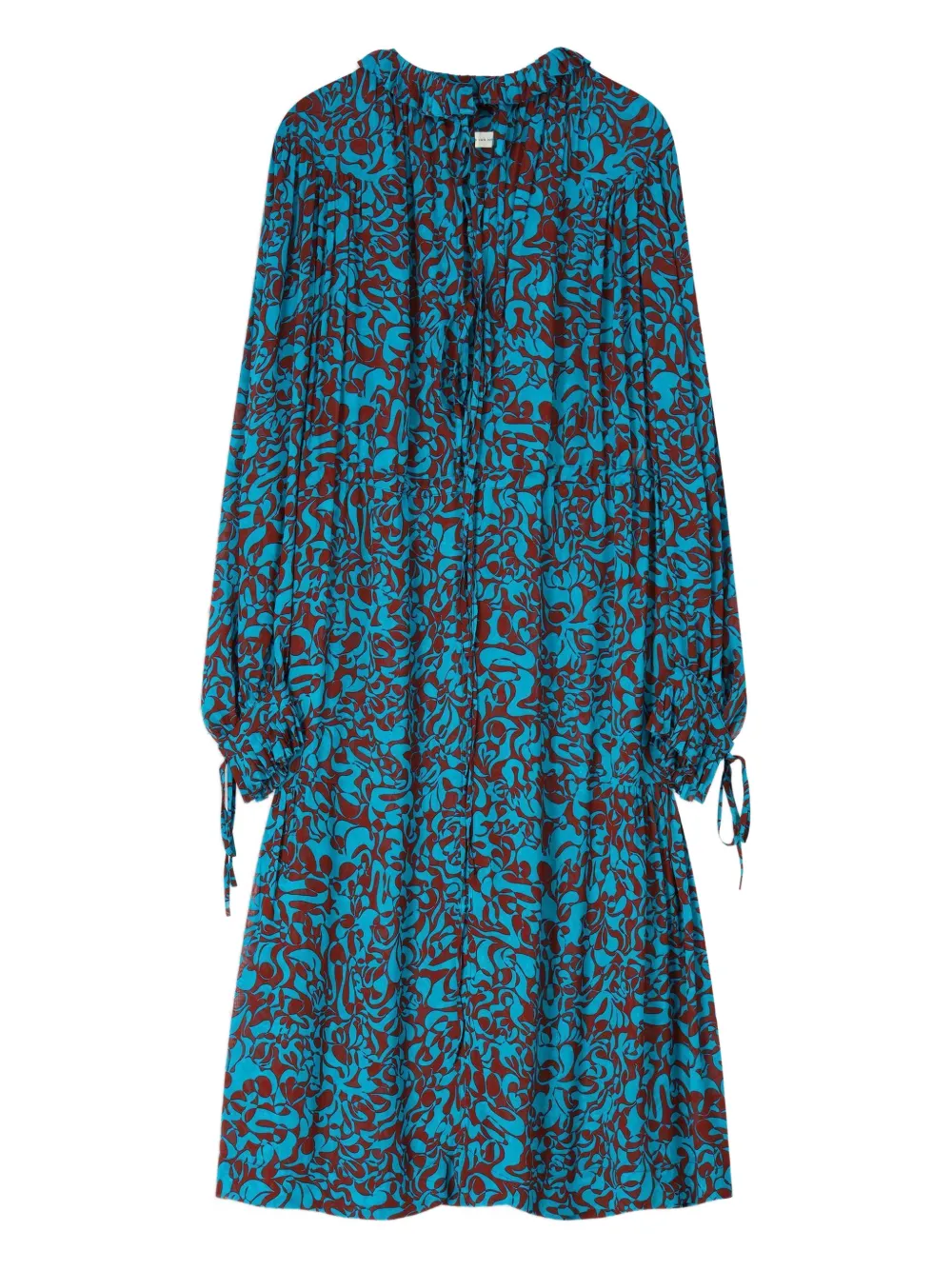 DRIES VAN NOTEN Abito midi con stampa - Blu