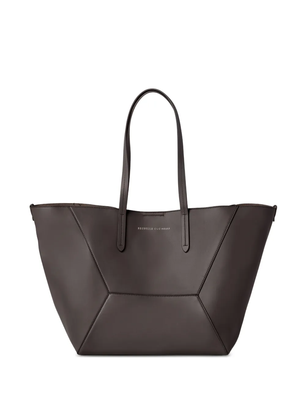 Brunello Cucinelli Bc Duo 珠饰小牛皮手提包 In Brown