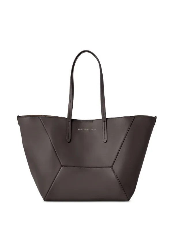 Brunello Cucinelli BC Duo Leather Tote Bag in Brown