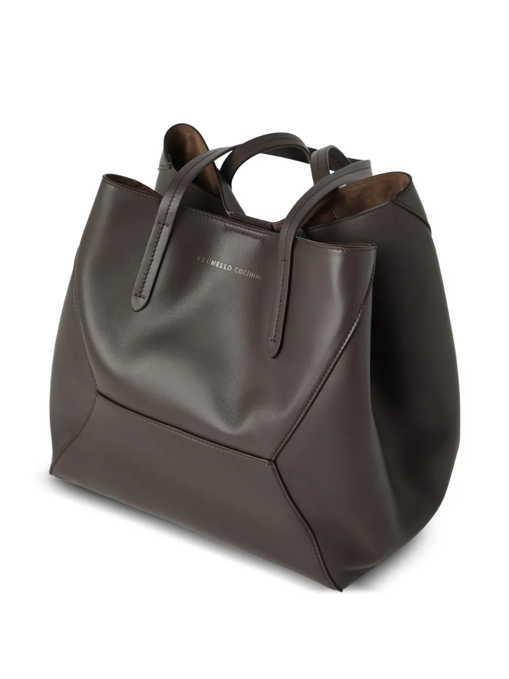 Brunello Cucinelli BC Duo kalfsleren tas met monilikralen Bruin