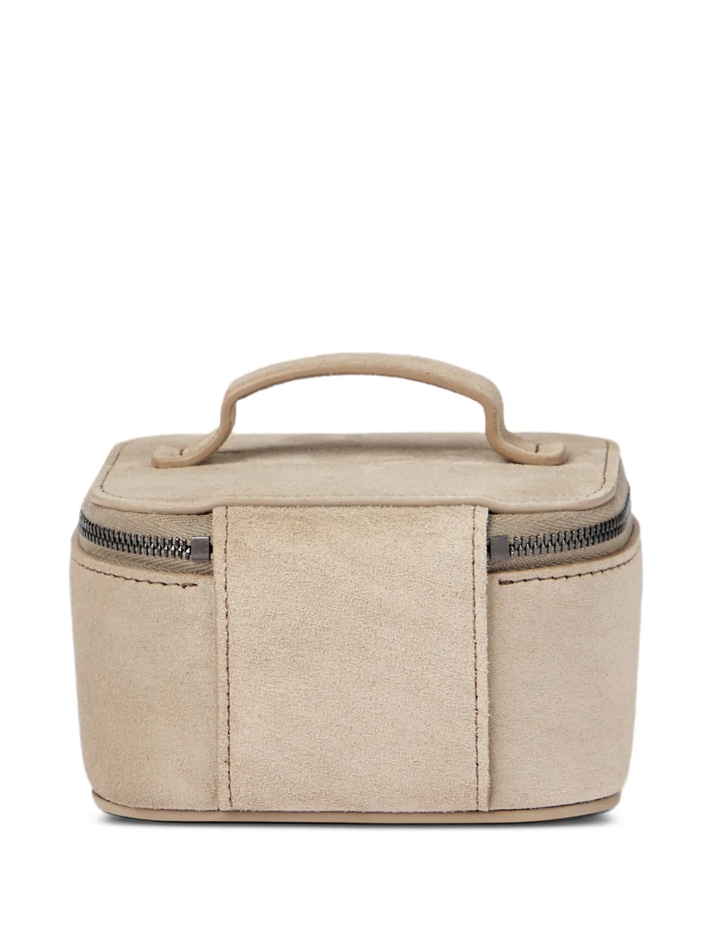  Brunello Cucinelli Suede Small Jewelry Box With Shiny Zipper Pull - Neutrals 