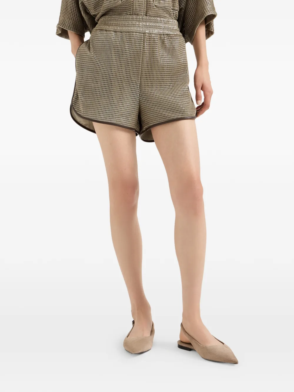 Brunello Cucinelli Leren shorts Beige