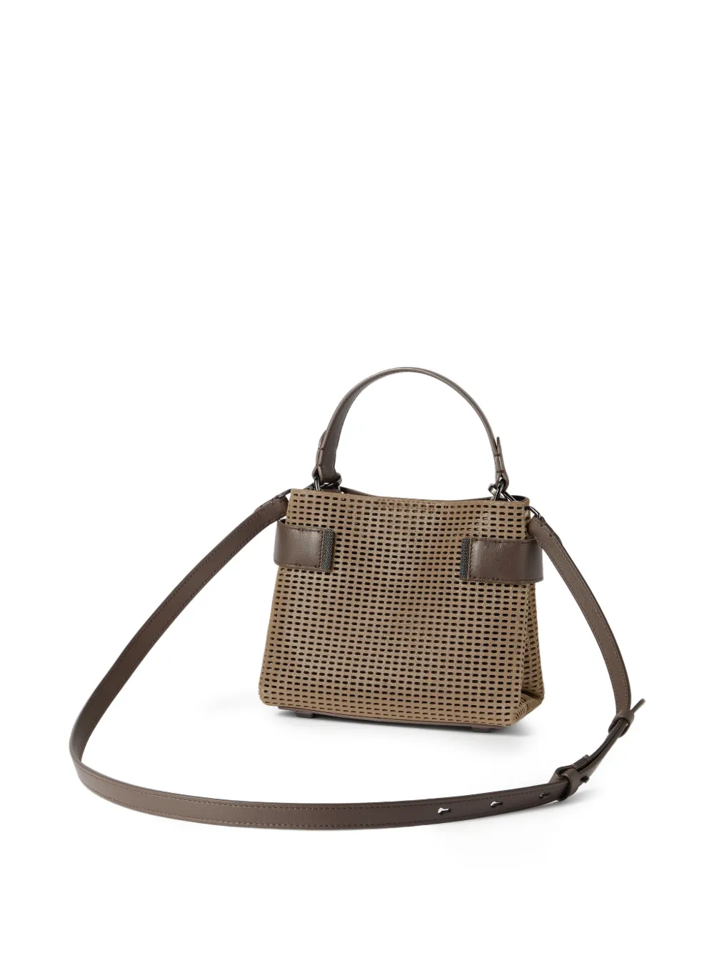  Brunello Cucinelli Small Essence Sparkling Leather Tote Bag - Neutrals 