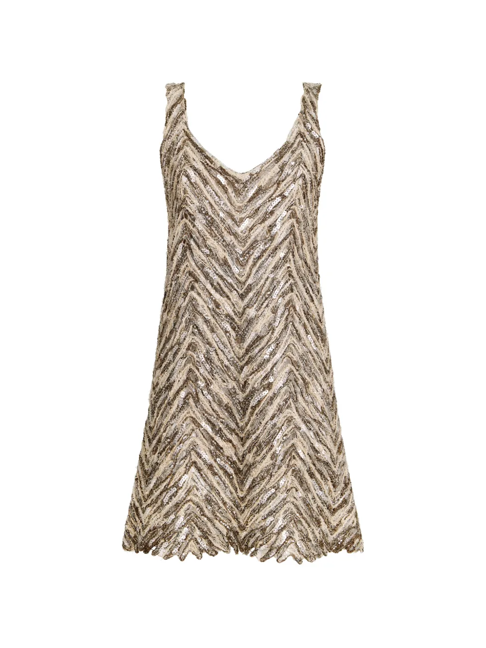 Brunello Cucinelli chevron embelished mini dress - Toni neutri