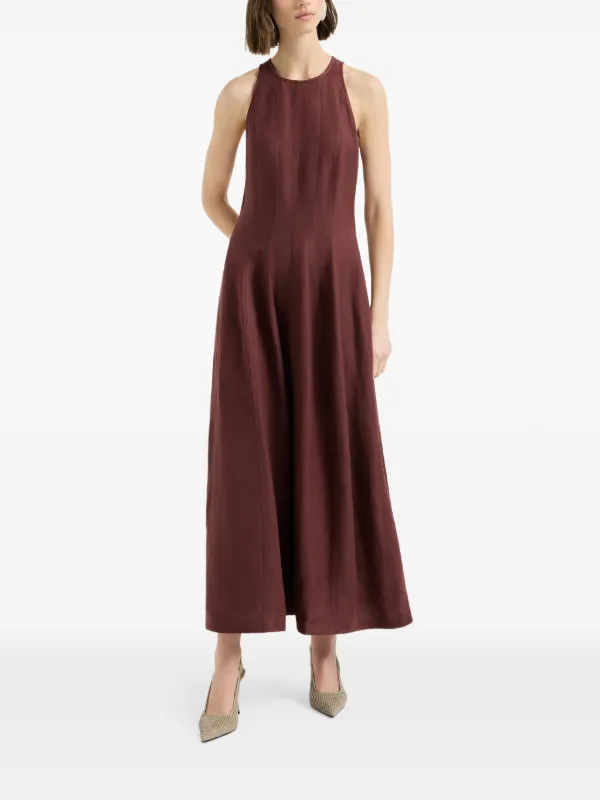 brunello cucinelli red dress Brunello Cucinelli, Viscose and linen fluid twill dress, Red, S