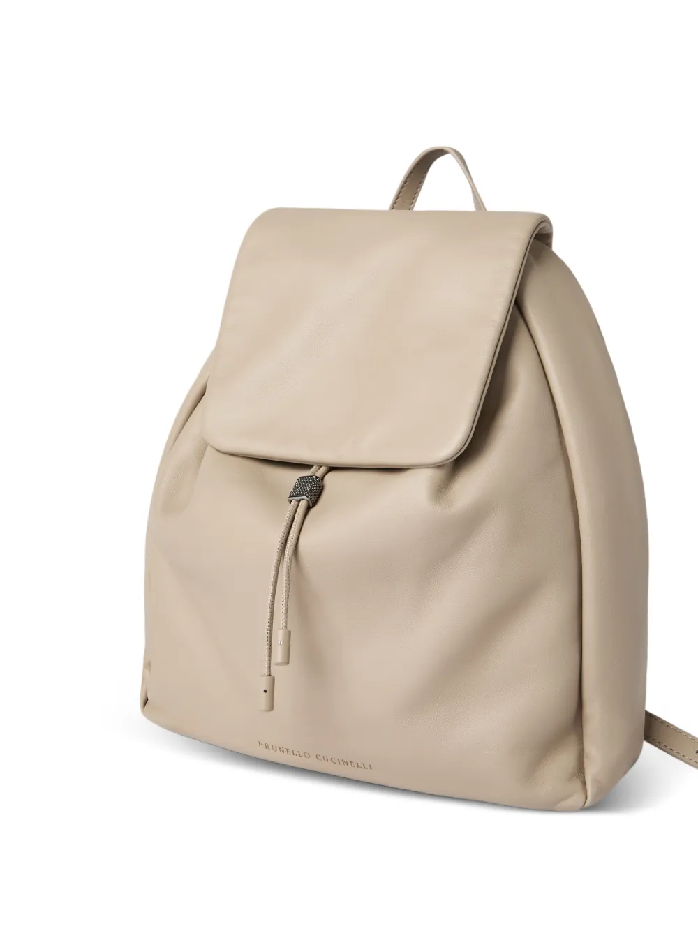 Brunello Cucinelli Mellow leren rugzak Beige