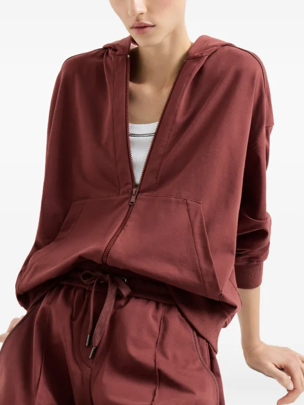 Brunello Cucinelli Zip Hooded Jacket | Red | FARFETCH CA