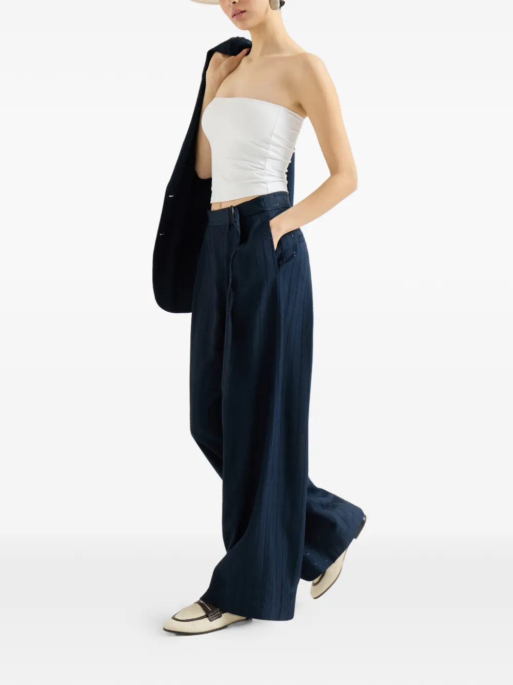  Brunello Cucinelli Sequin-embellished Tailored Trousers - Blue 